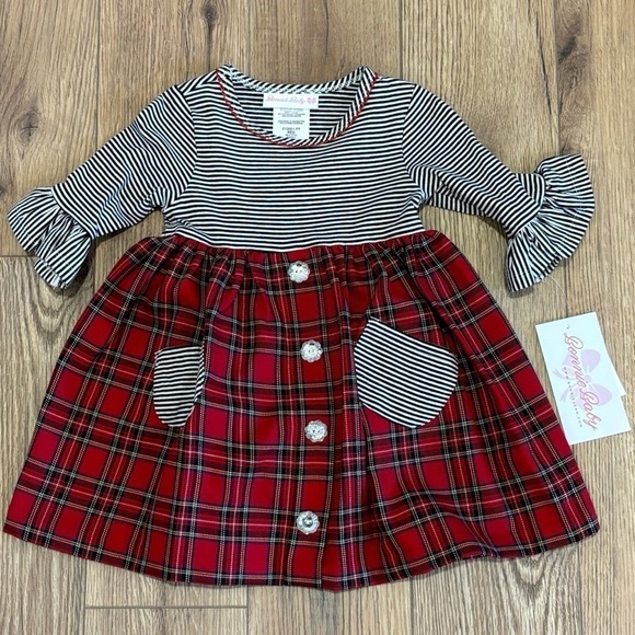 Bonnie Baby Other - NWT Bonnie Jean Baby Red Plaid Holiday Dress Size 18 Months